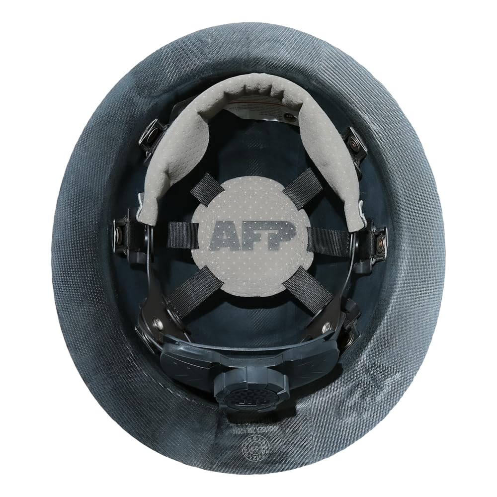 AFP Fiber Full Brim Hard Hat side view showing secure fit from 6-point suspension.