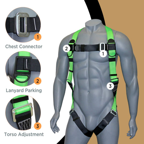 AFP harness mating buckles and leg straps enable quick adjustments.