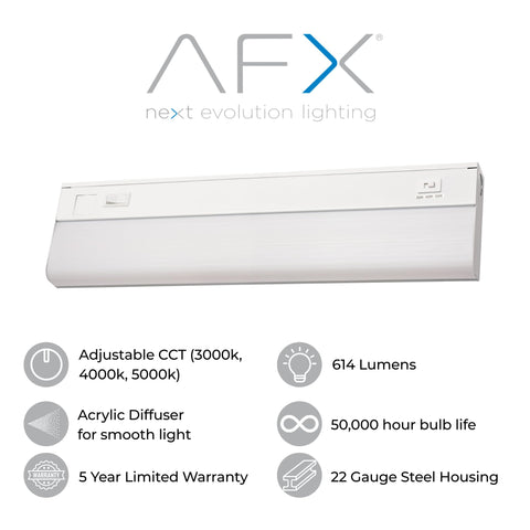 AFX steel frame with white acrylic shade delivering durable closet lighting