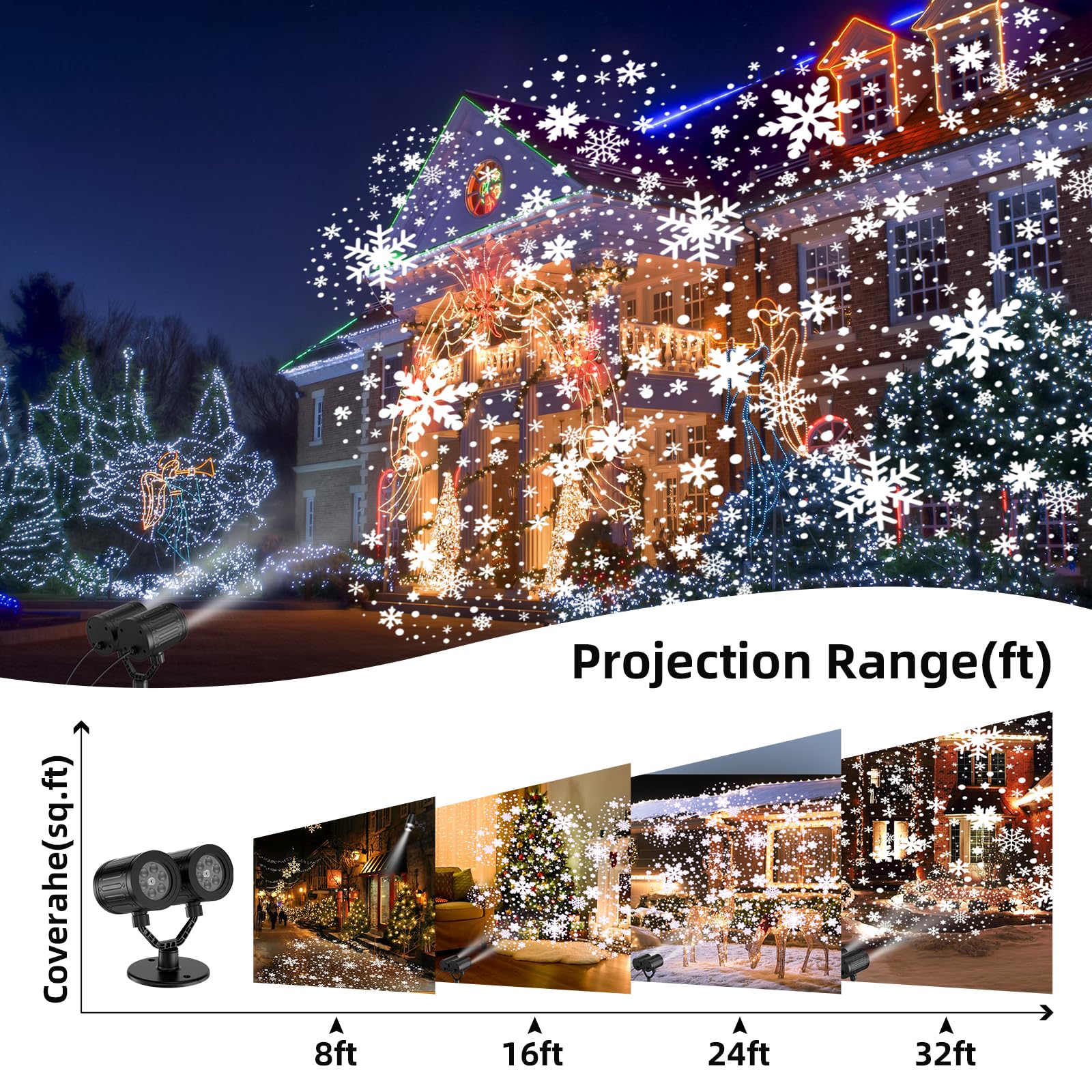 afzdby ip65 waterproof snowflake projector ready for outdoor weather