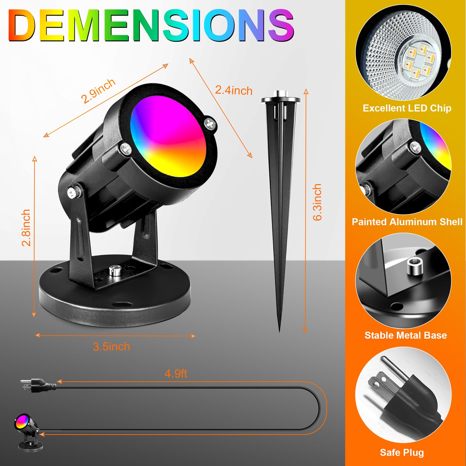 AGDJASA RGBW 8W IP67 spotlight endures wet conditions for durable outdoor lighting.