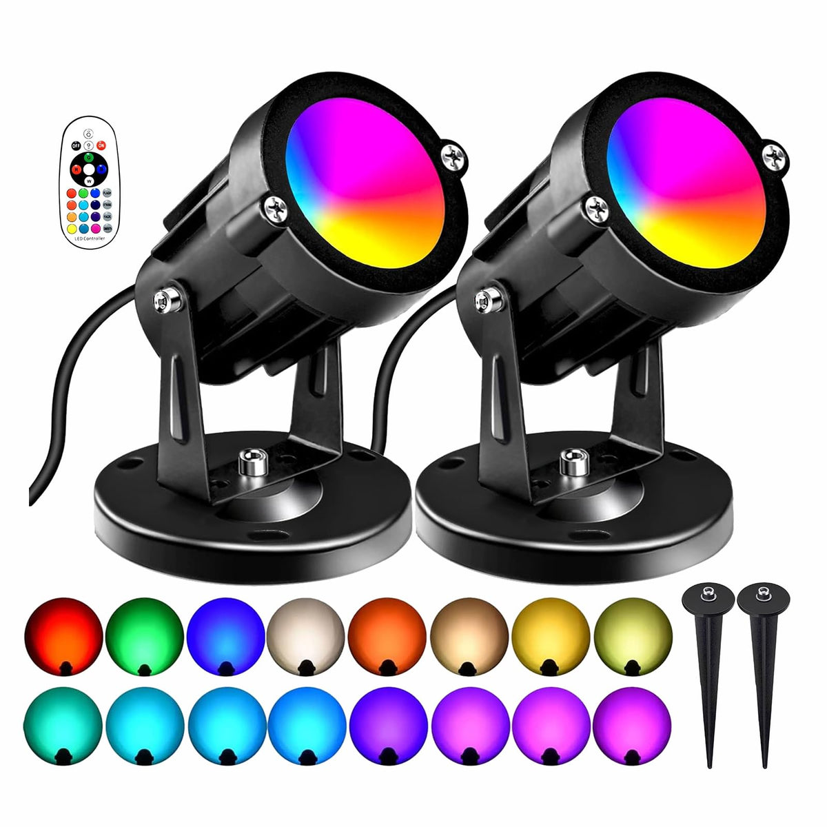 AGDJASA RGBW 8W spotlight on outdoor wall adds garden ambience with color options.