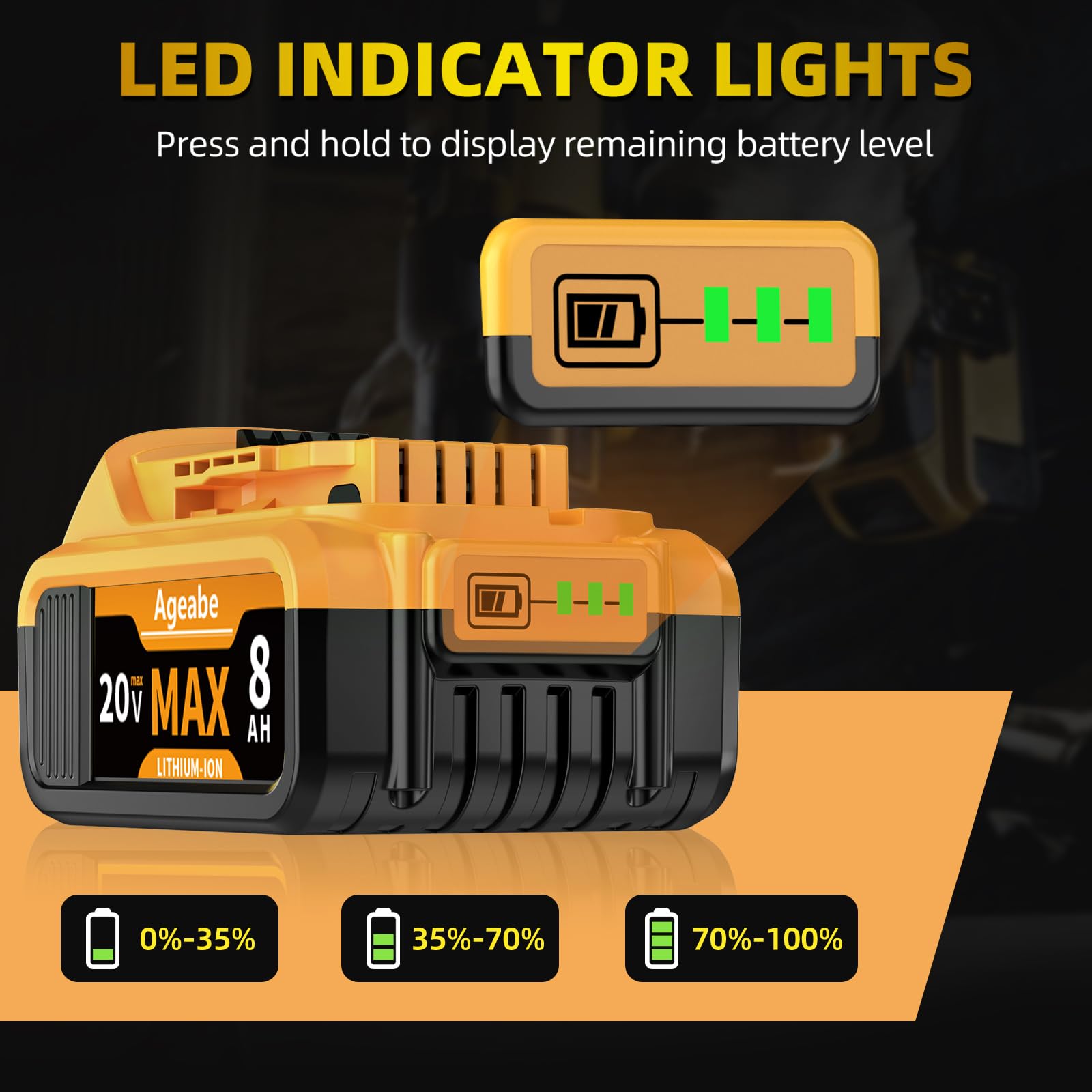 Ageabe two-pack battery set for continuous tool operation.