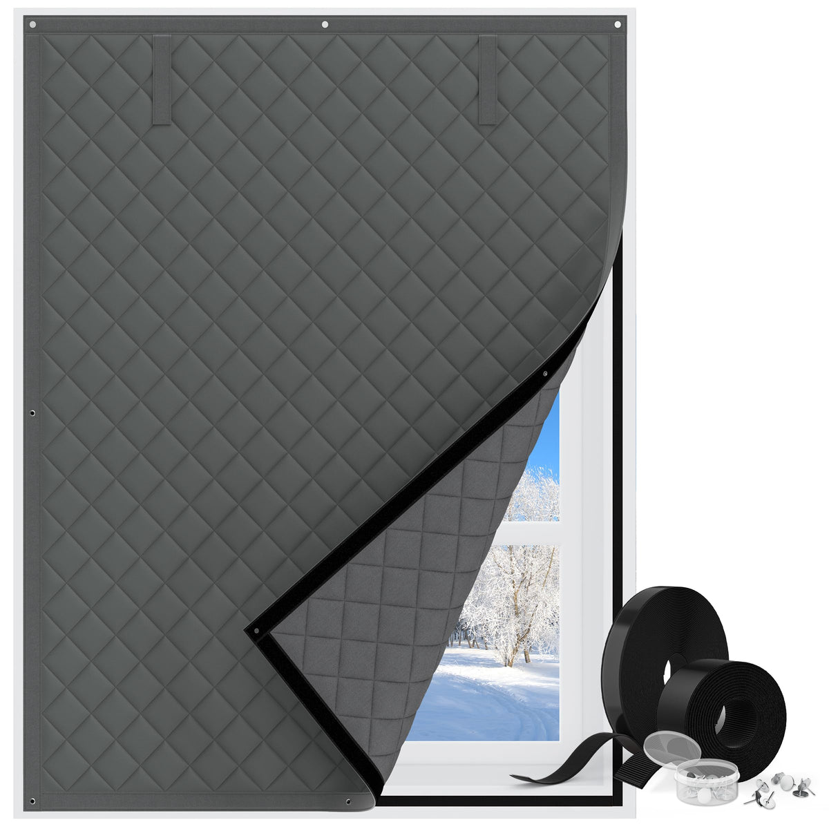 AGHITG thermal window cover on a 47x63 window, reducing drafts and improving comfort.