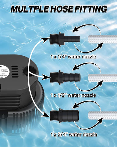 AgiiMan pump package includes three adapters for hose compatibility.