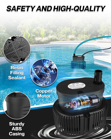 AgiiMan pool cover pump demonstrates temperature‑control feature for protection.