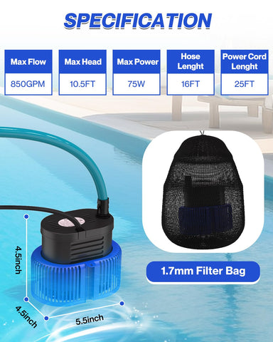 AgiiMan pump delivers up to 850 GPH for faster water removal.