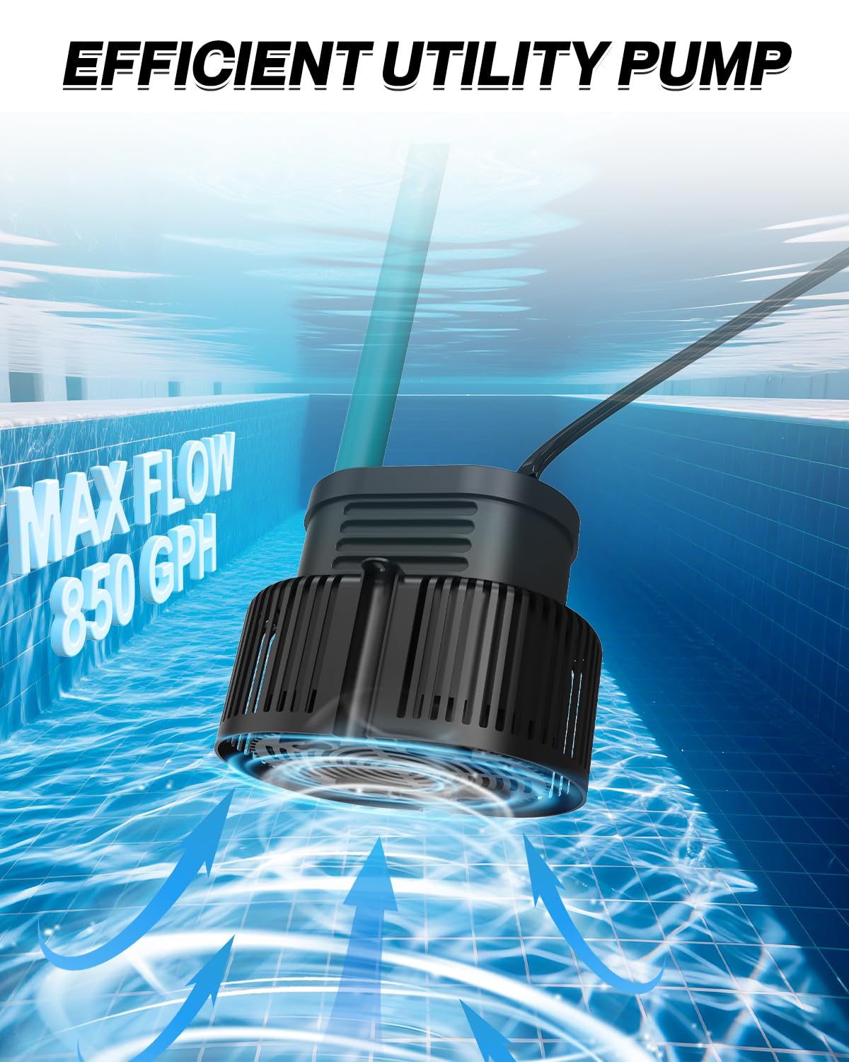 AgiiMan submersible pump shows water entry through mesh intake.