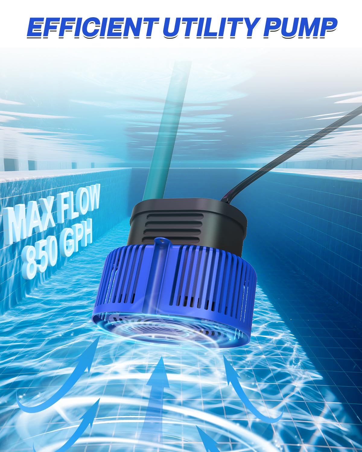 AgiiMan submersible water sump pump enables quick removal from pools.