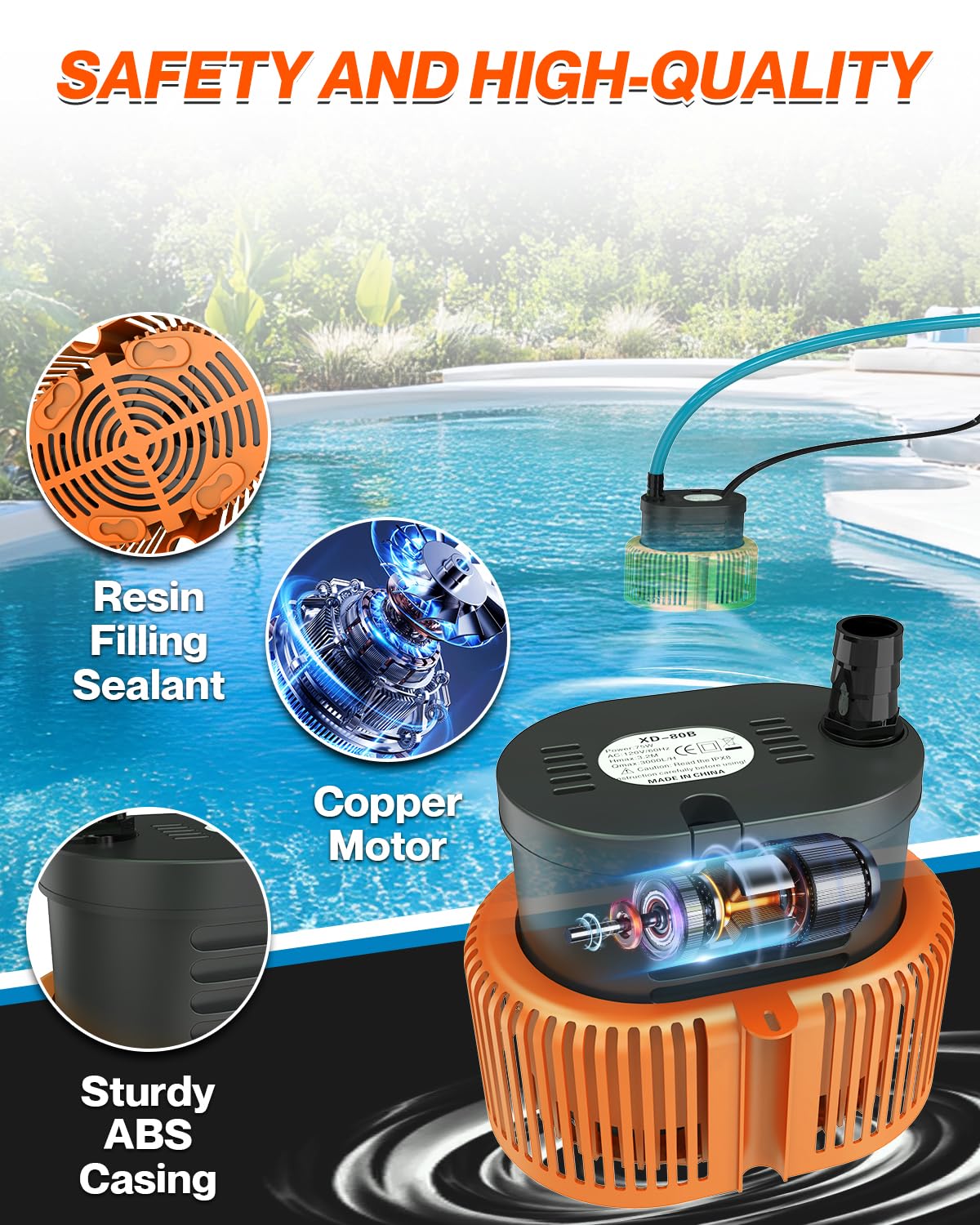 AgiiMan 25 ft power cord keeps cables away from water.