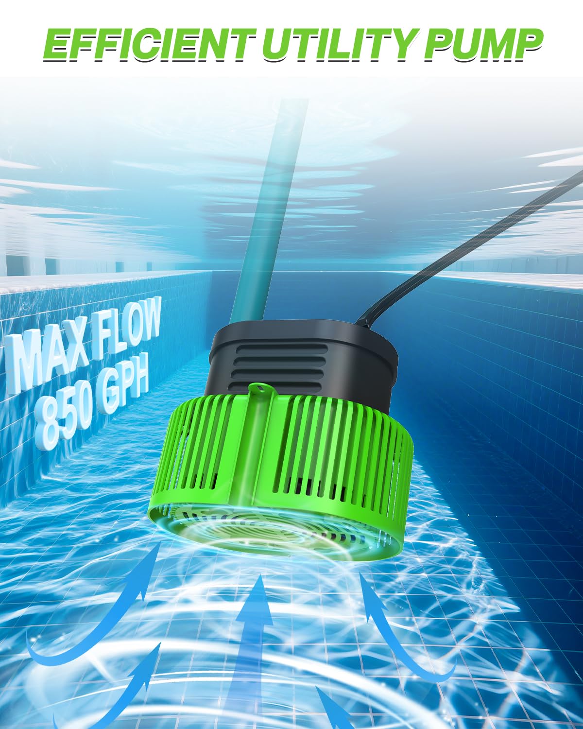 AgiiMan pump with 16 ft drainage hose linking to pool drain