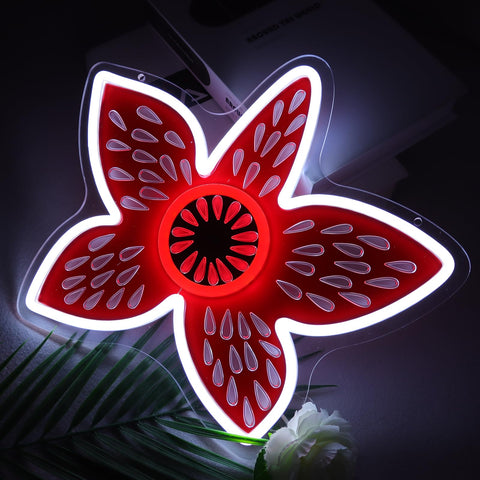 AGJKSGH Demooo neon Gorgooon display on clear acrylic backboard for vivid light art.
