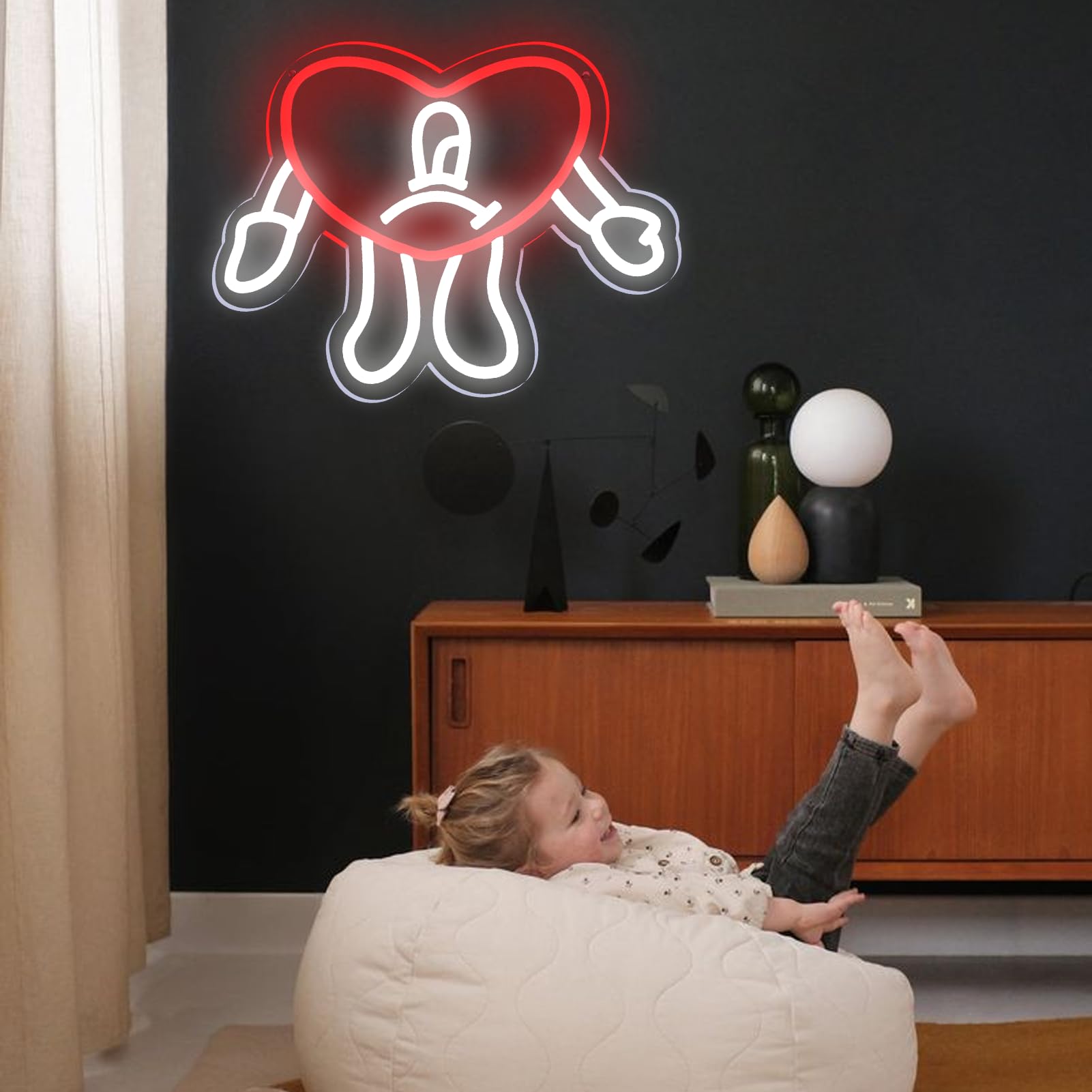 AGJKSGH Dimmable neon light offers adjustable brightness for mood lighting.