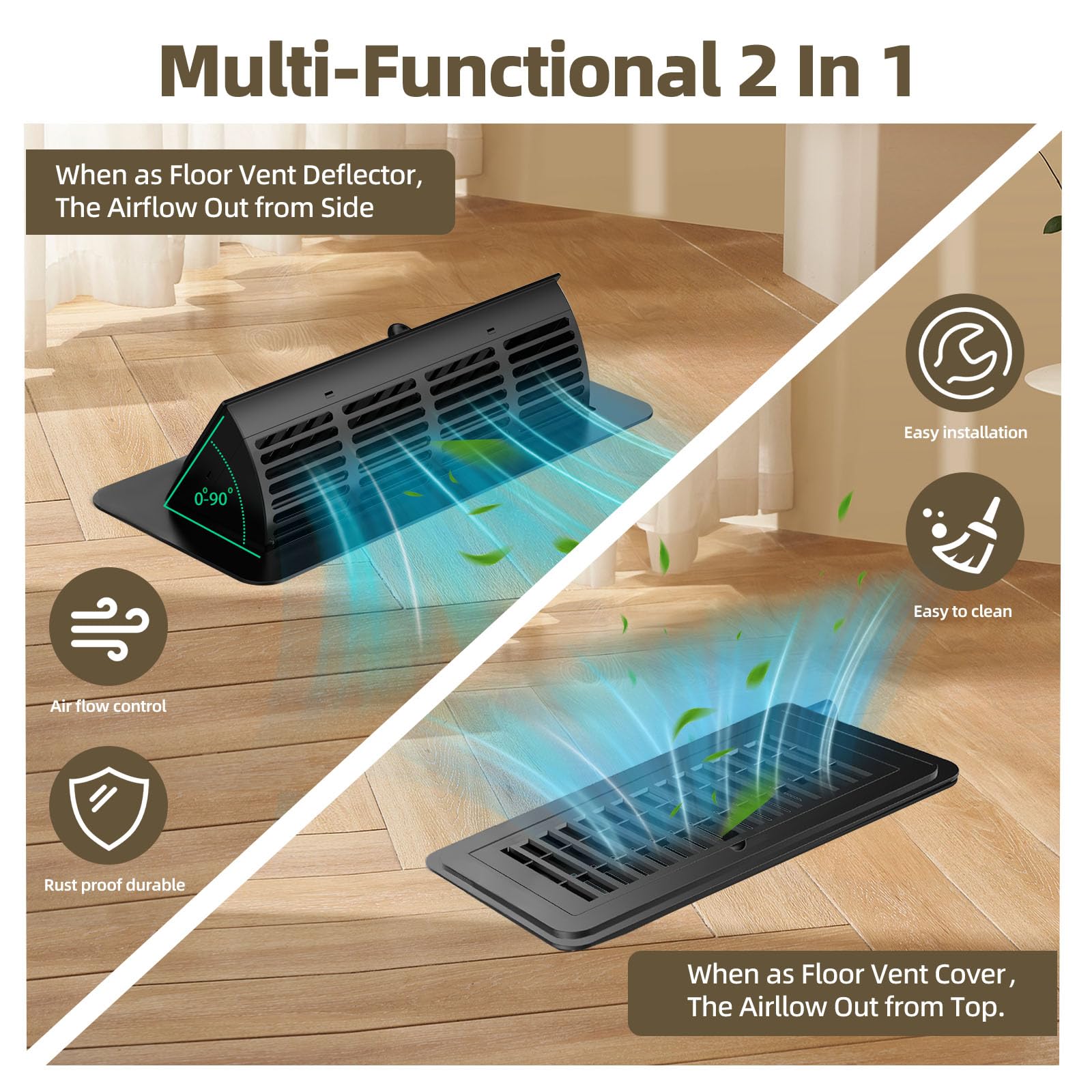 AGlLEFOXX tool-free vent cover—snap-in install saves time.