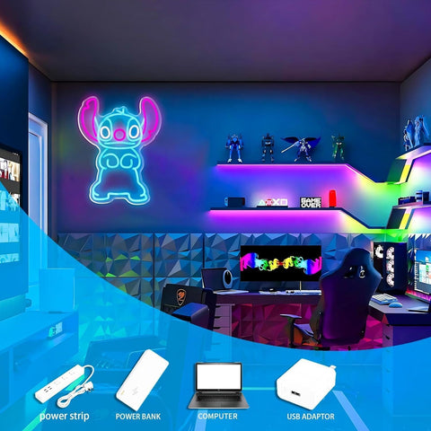 AGOODTO Stitch LED neon wall decor USB powered for easy setup