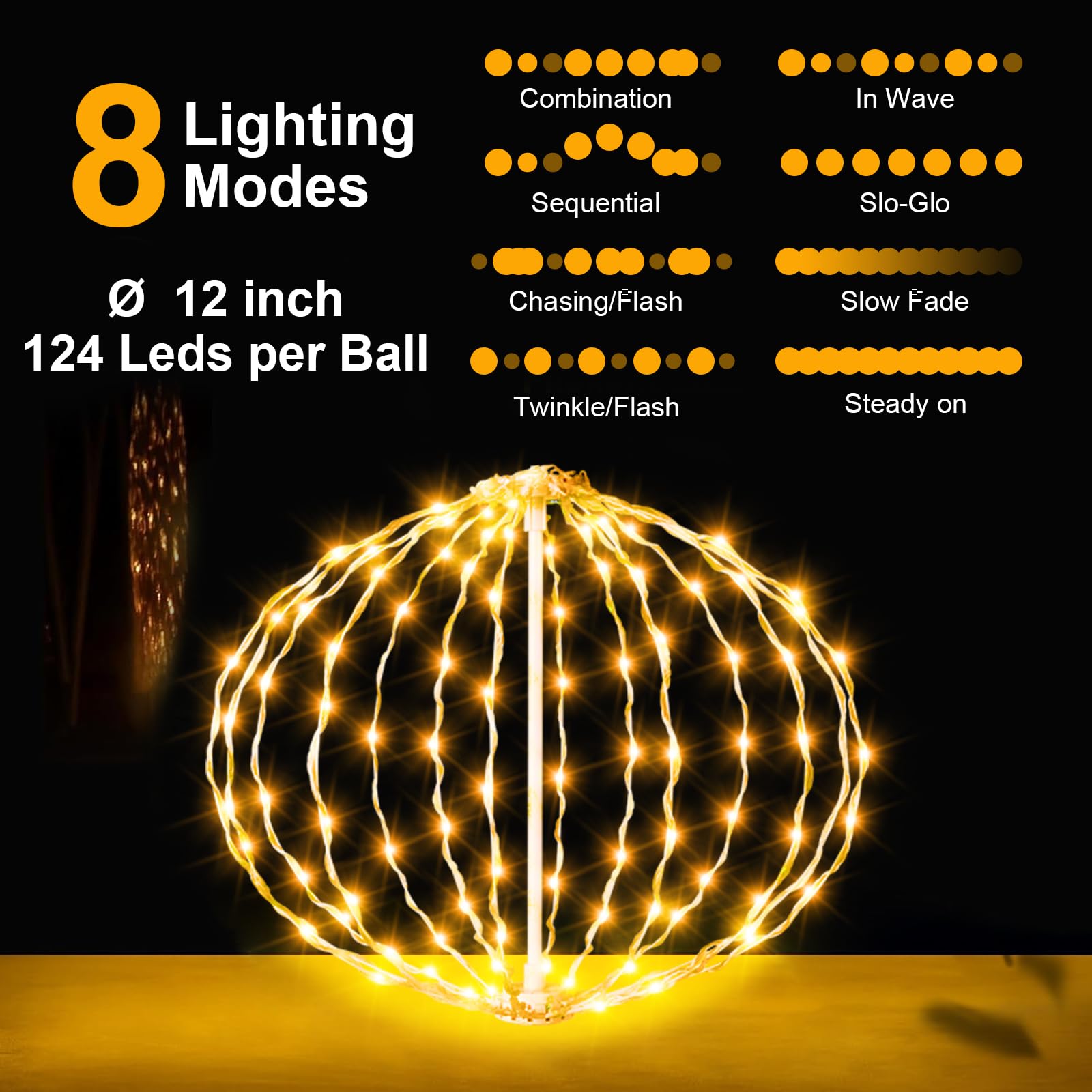 AGOTD 8 modes showcase varied lighting for garden parties and cozy evenings.