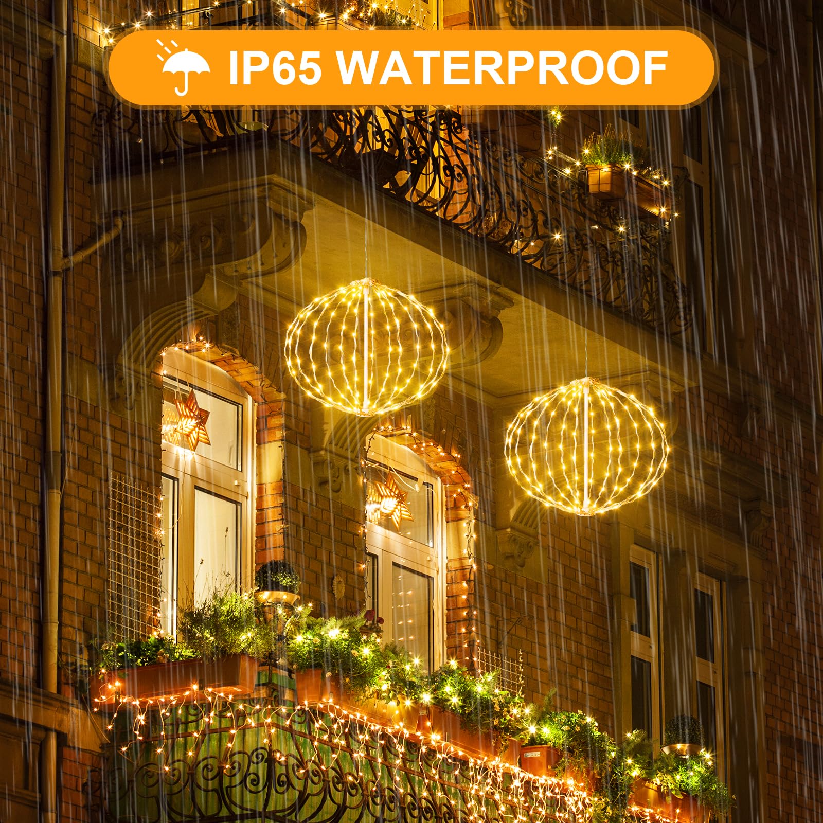 AGOTD IP65 waterproof globe lights endure rain and snow for seasonal decor.