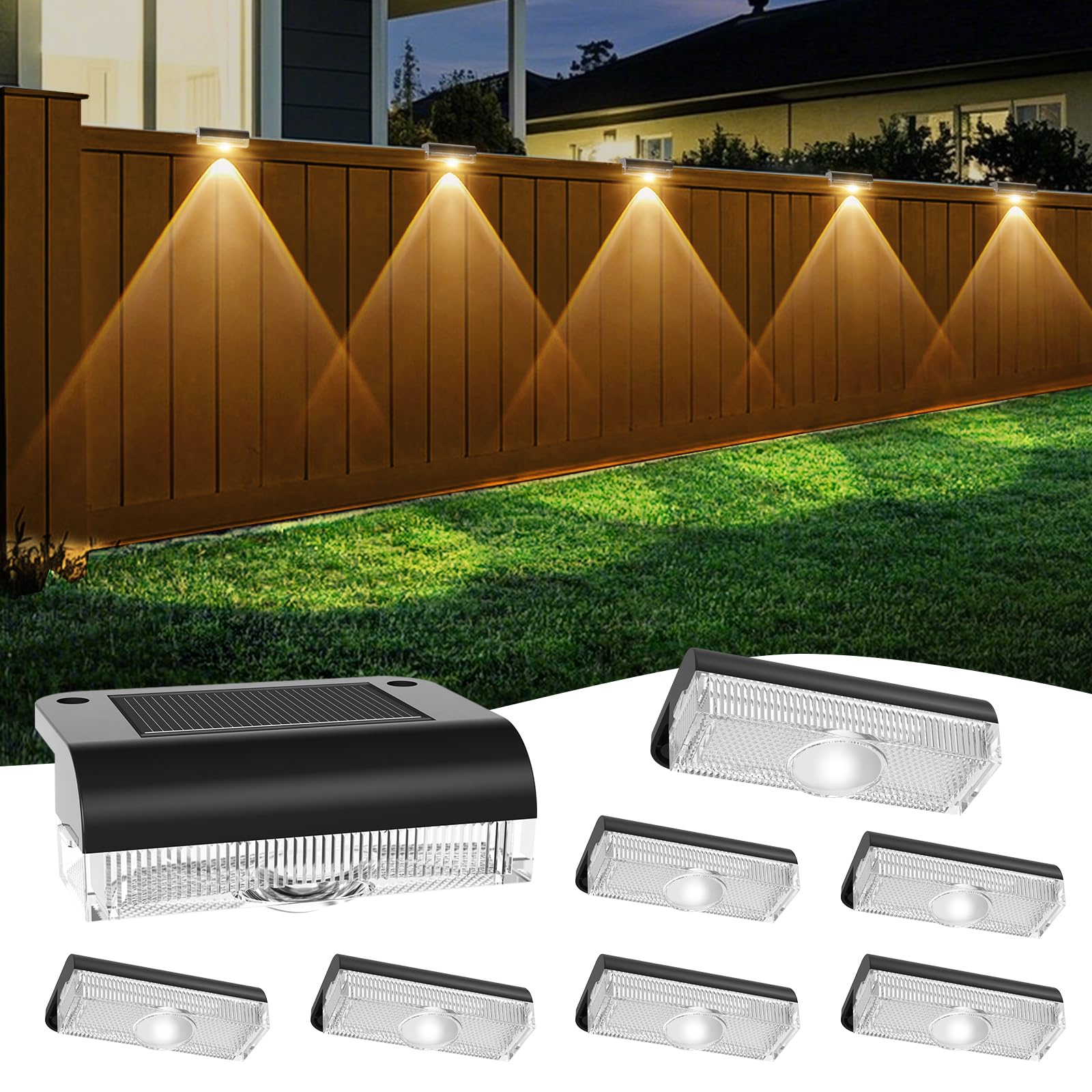 AGOTD solar fence light front view for safe nighttime path lighting