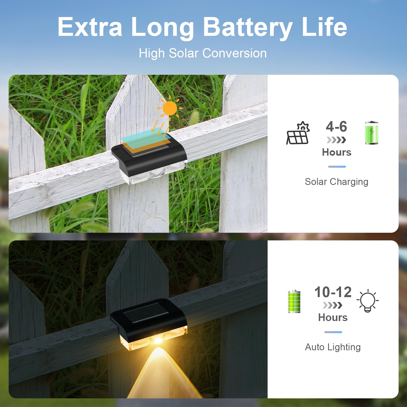 AGOTD solar fence light night illumination along patio and path