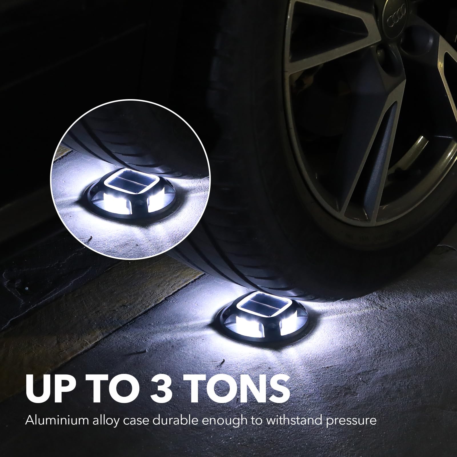 AGPTEK 8 LED beads deliver bright visibility across driveways and walkways.