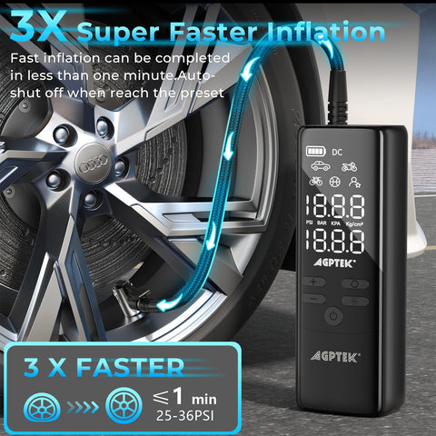 AGPTEK portable air pump in compact design for easy storage