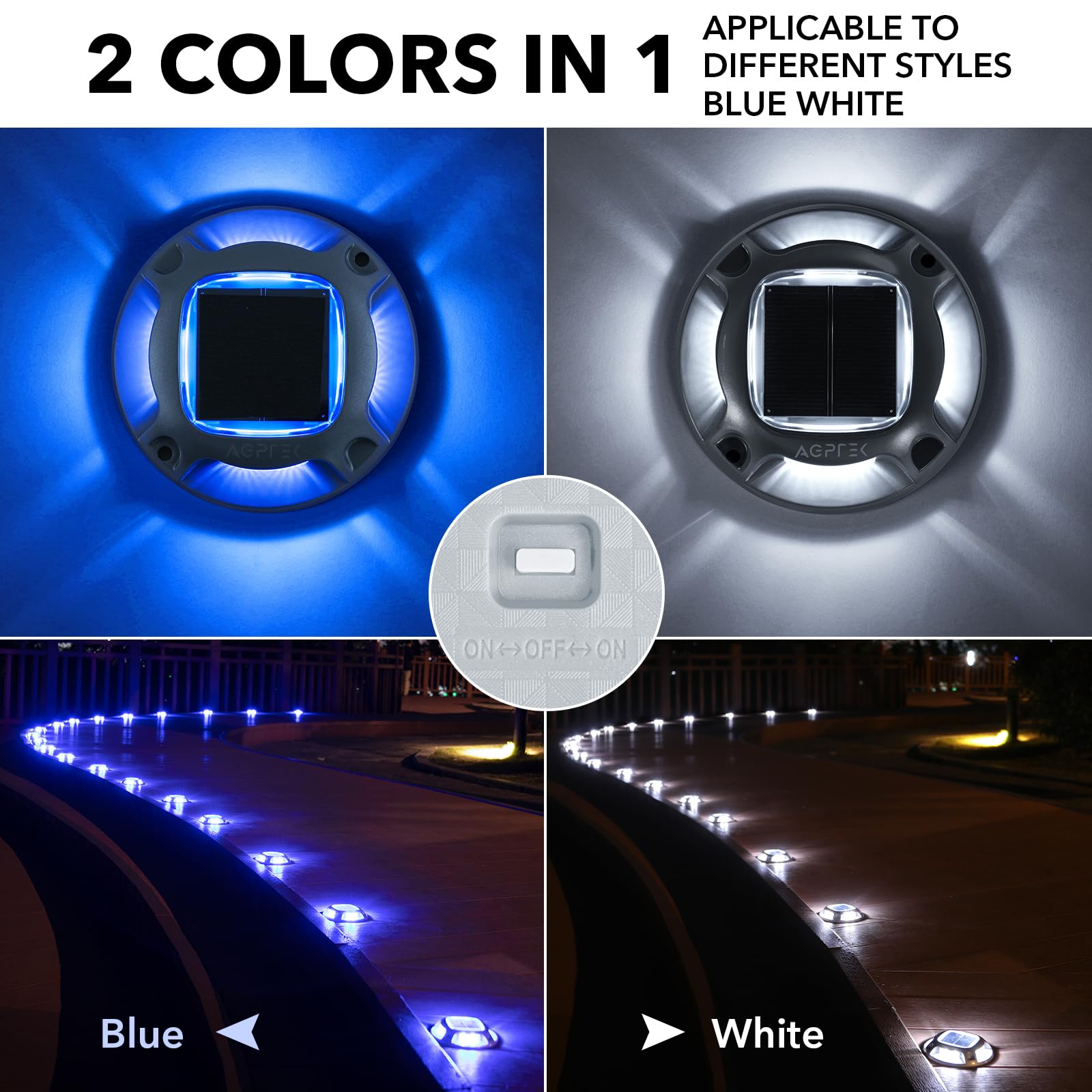 AGPTEK solar driveway lights cool white highlight steps with high visibility.