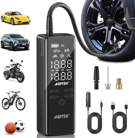 AGPTEK tire inflator with LED display for quick on-road inflation