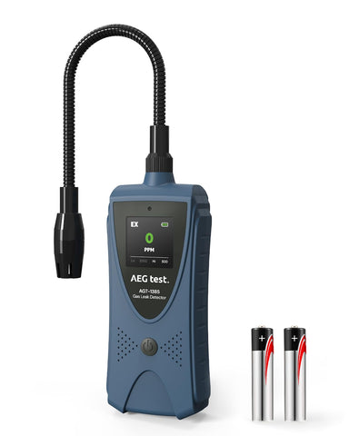 AEGTEST AGT-1385 gas leak detector with a flexible 6.8-inch neck for tight spaces