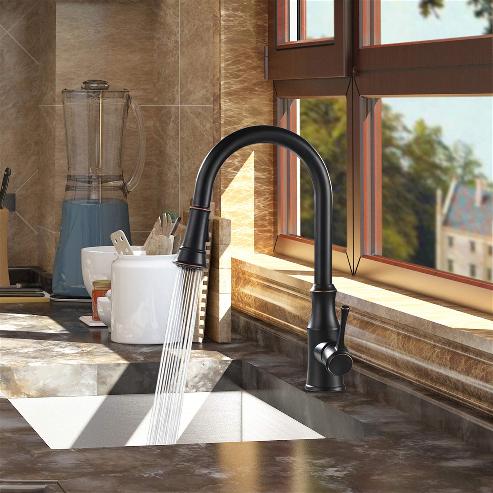 AguaStella AS94ORB 360-degree swivel spout enabling full sink access.