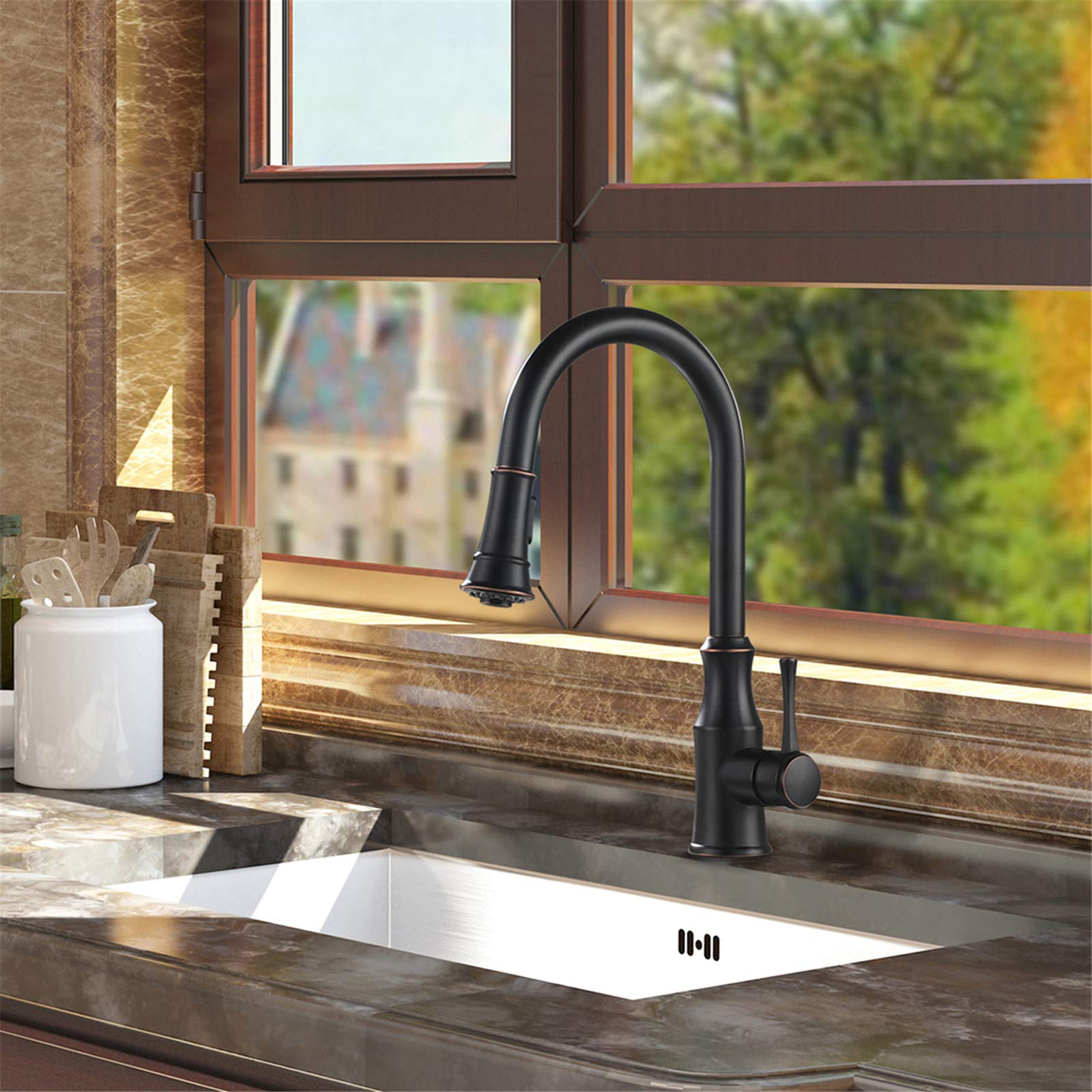AguaStella AS94ORB high arc spout for easy reach and timeless silhouette.