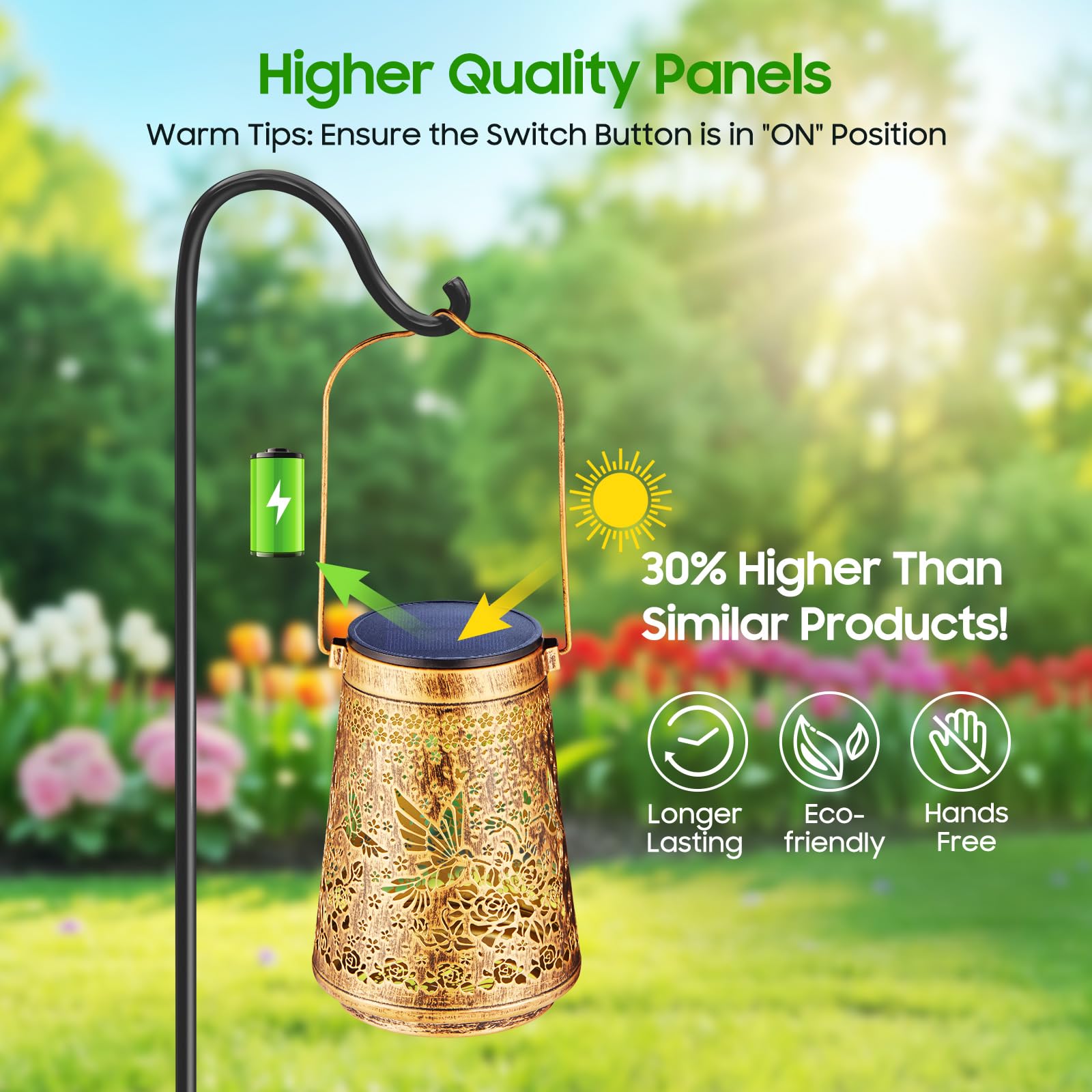 Ahaorigin hummingbird lantern golden metal finish evokes vintage garden charm.