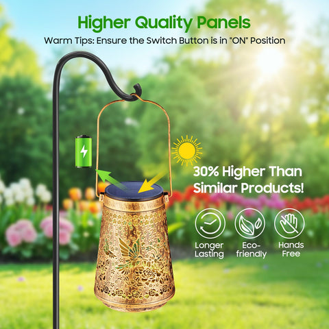 Ahaorigin hummingbird lantern golden metal finish evokes vintage garden charm.