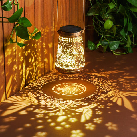 Ahaorigin hummingbird lantern hanging detail decorates porches at night.