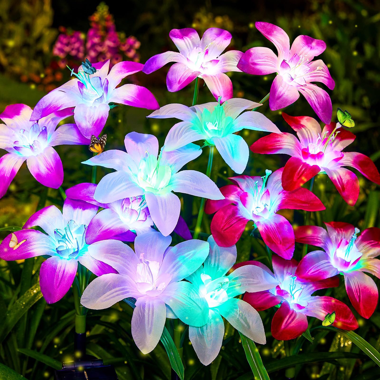 Ahaorigin solar garden lily lights with 8 stems for a lush daytime display.