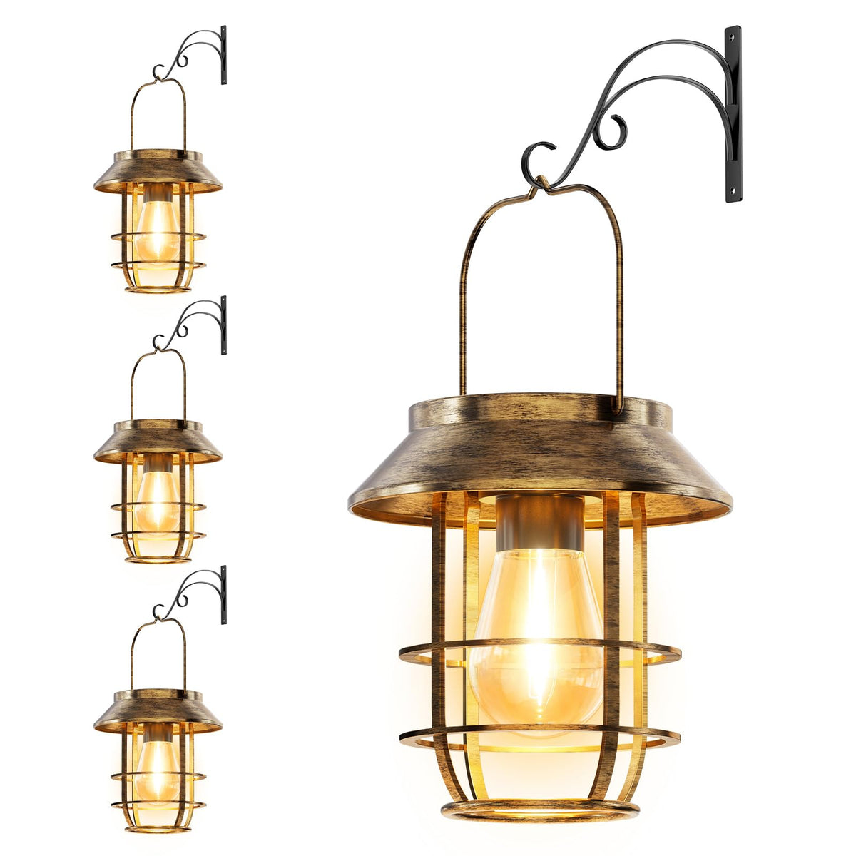 Ahaorigin solar lantern hanging on a sturdy metal hook for warm porch ambience.