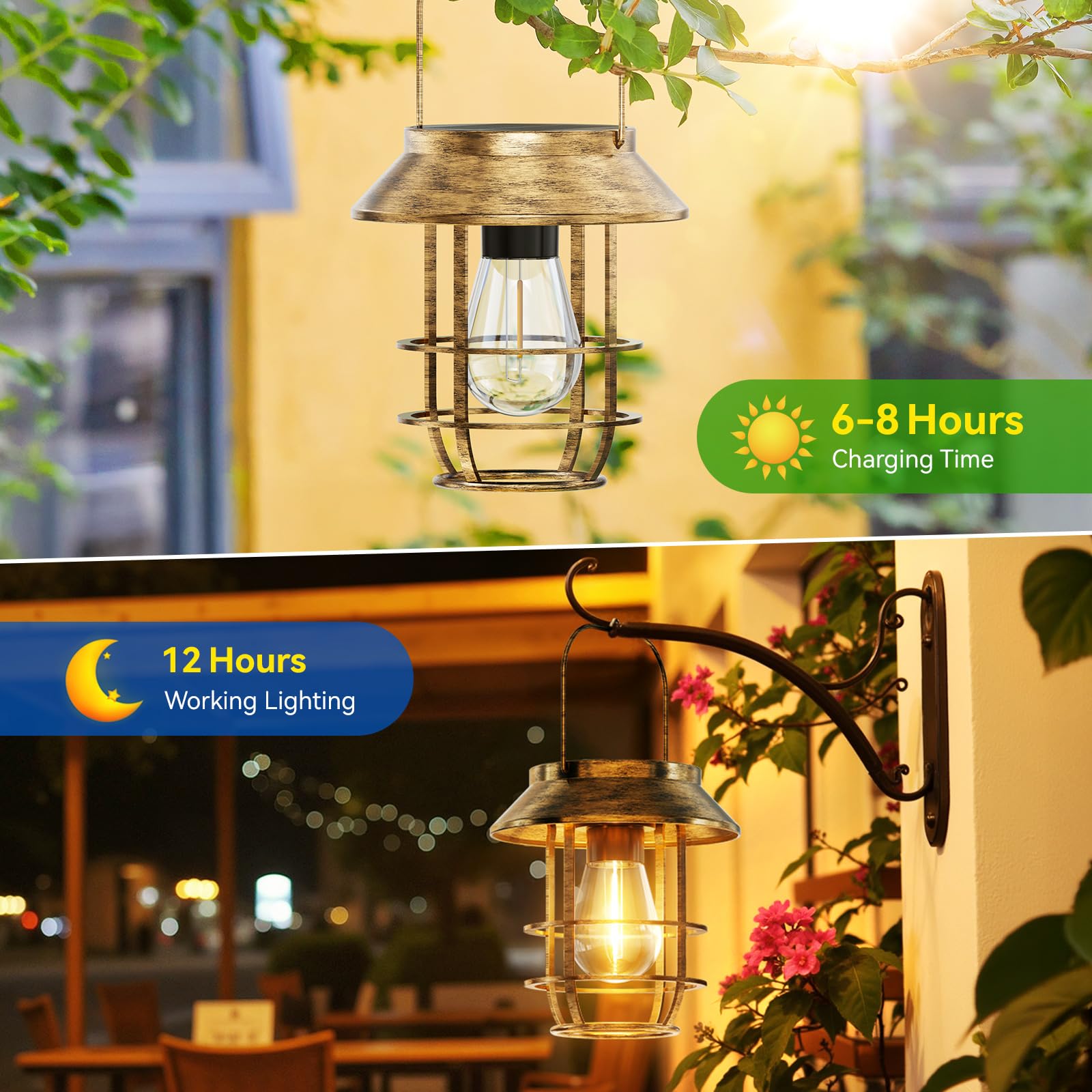 Close view of the Ahaorigin lantern 6.2 inch hook for secure hanging.