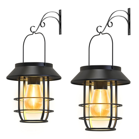 Ahaorigin solar lantern hanging on a wall hook creates warm porch ambience at night