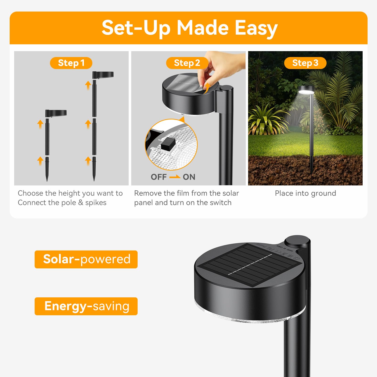 Ahaorigin solar pathway light IP65 waterproof for all-weather durability