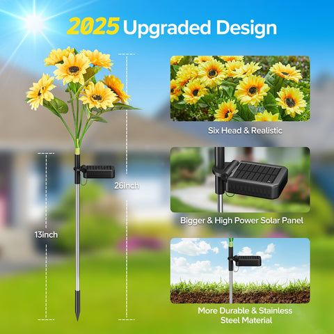 Ahaorigin Solar Sunflower Stakes install easily for quick ground setup.