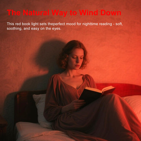 AheadTeca red light lamp head-adjustment demonstrates precise lighting for late-night reading.