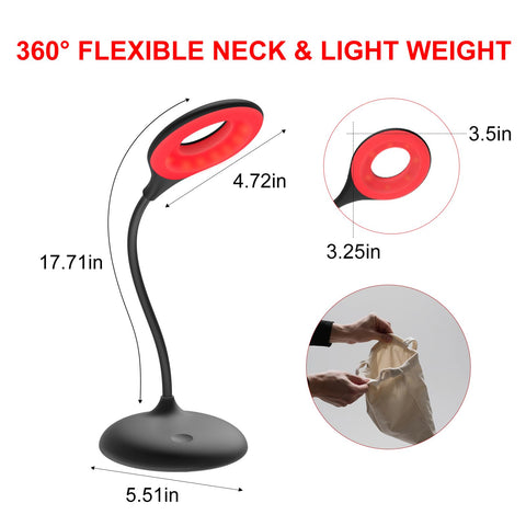 AheadTeca red light lamp travel-compact design fits bags and small spaces.