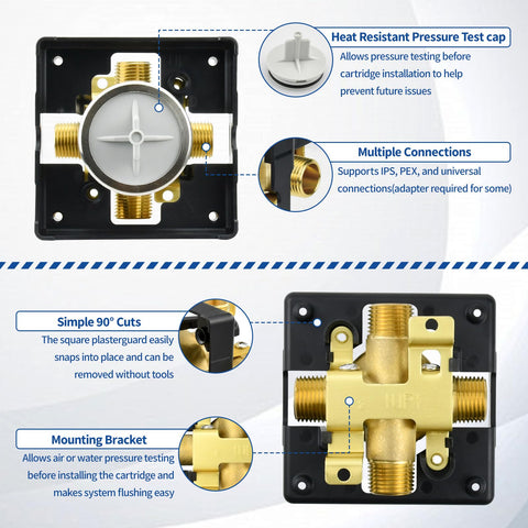 Ahenbal R10000-UNBX universal 1/2-inch inlet enables easy cross-material installation.