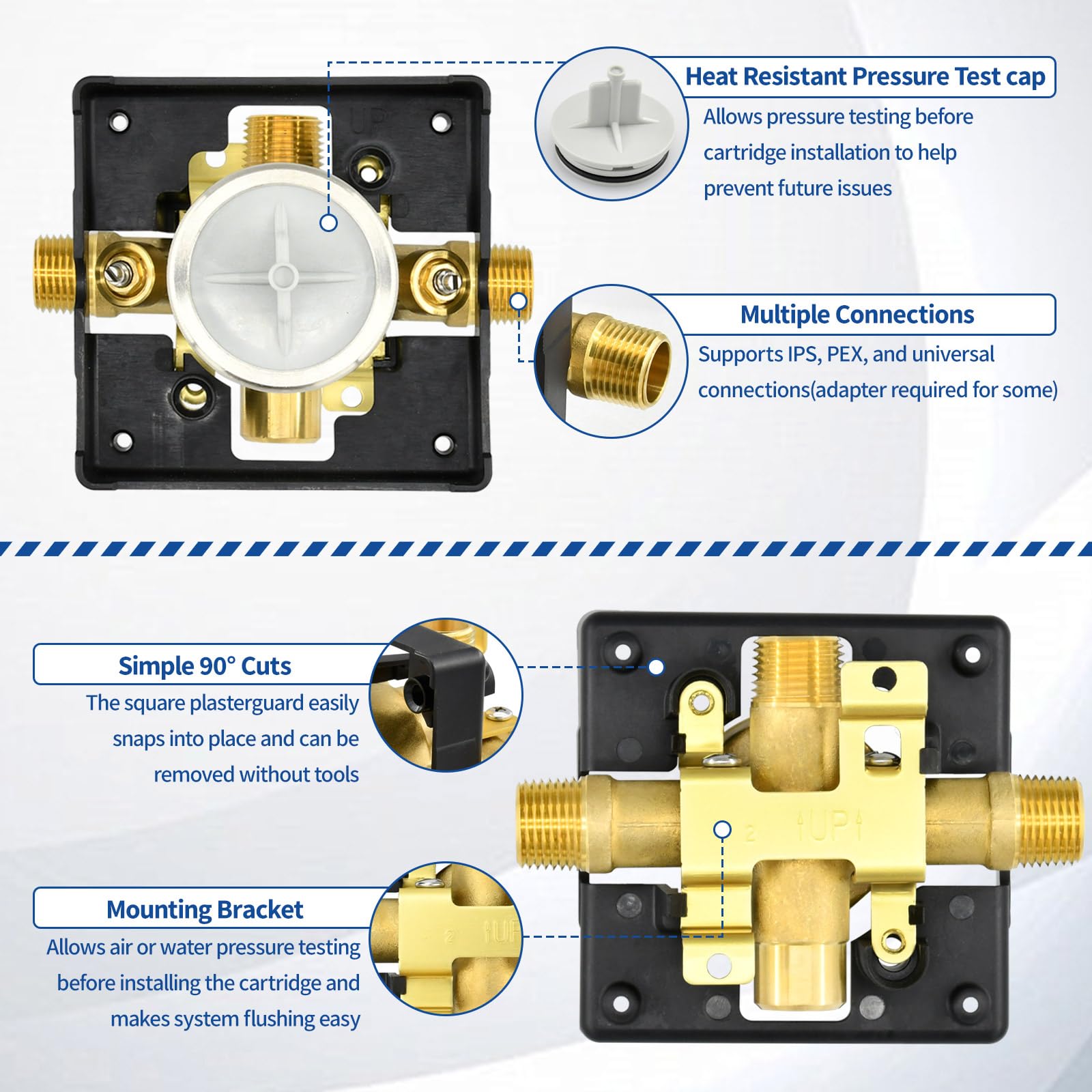 Brass construction of the R10000-UNWS valve body resists corrosion and wear.