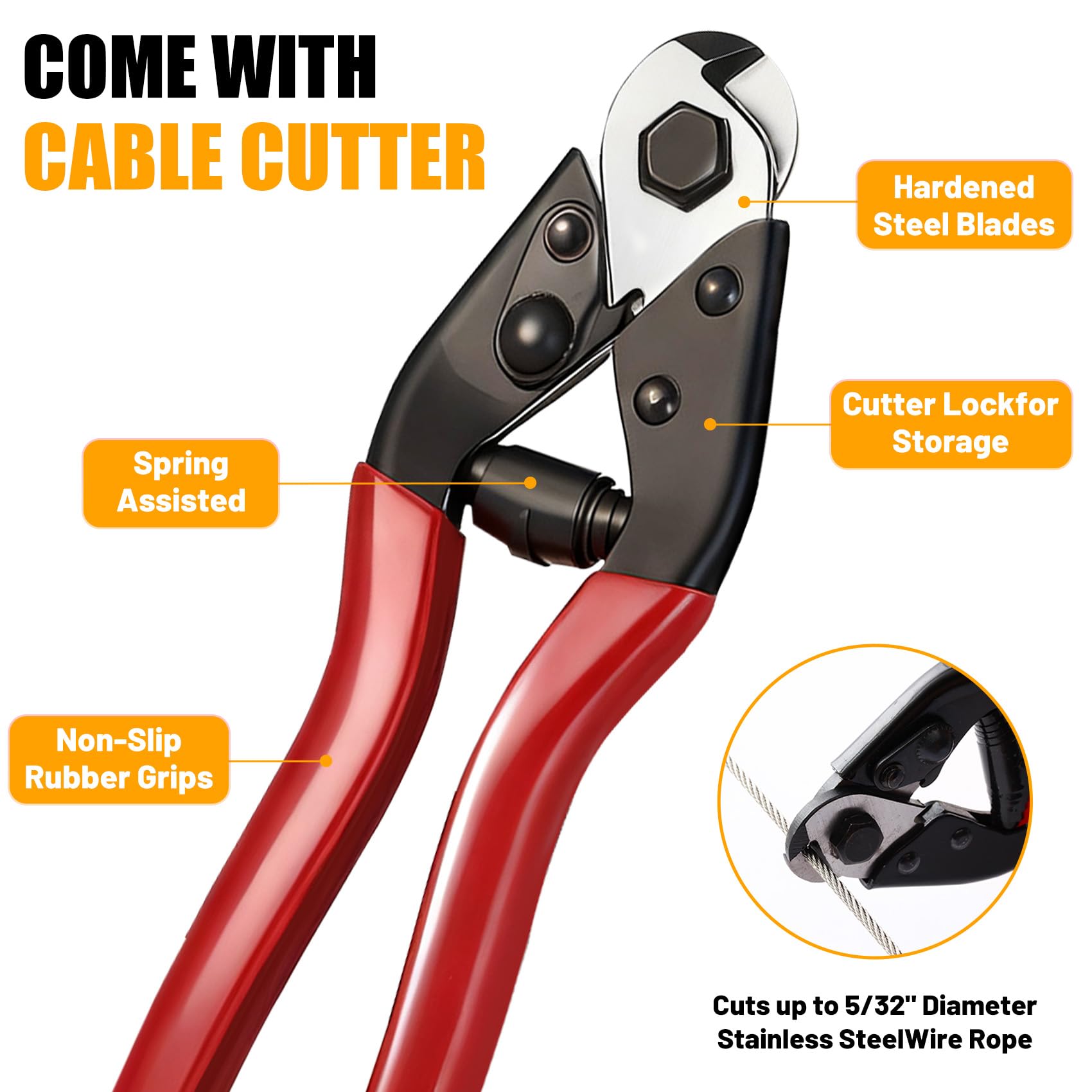 AHEONLAR packaging shows 500ft rope and cutter included.