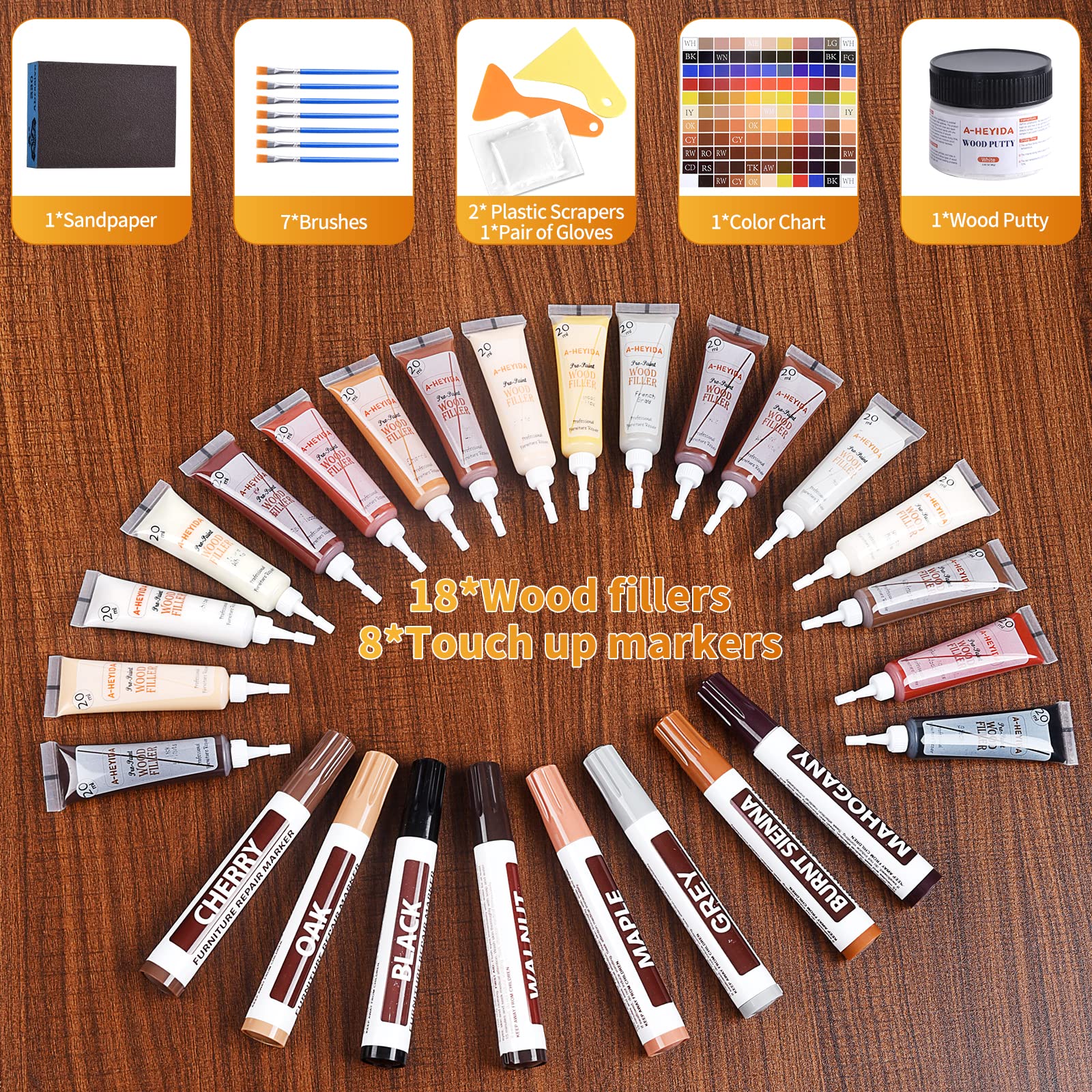 A-HEYIDA furniture markers offer quick touch-ups for scratches and fresh wood grain.