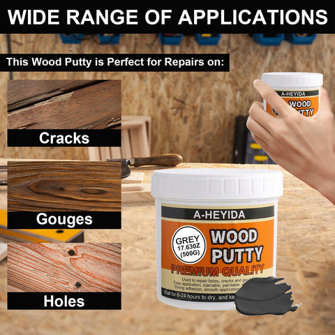 AHEYIDA gray wood filler sanding-ready surface for smooth repairs.