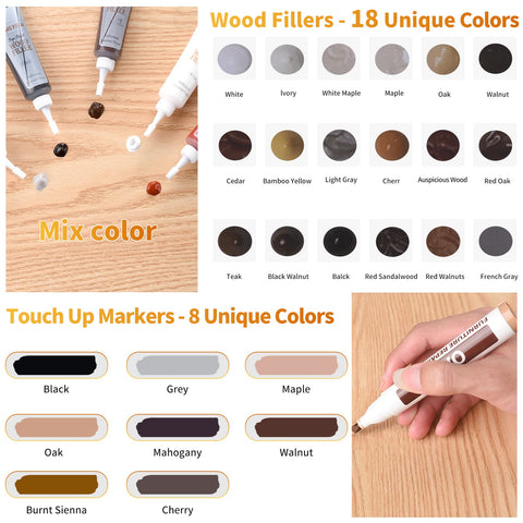 A-HEYIDA 18-color wood fillers enable precise matching on furniture and flooring.