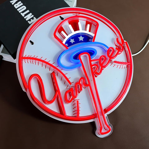 AHlove baseball neon sign for bedroom creates cozy, eye-catching ambiance.