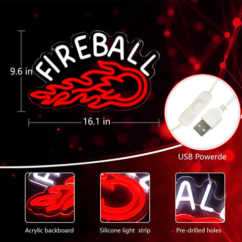AHlove Fireball neon sign warm glow creates cozy evenings and lively gatherings.