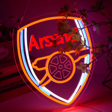 AHlove football team neon sign lights up a bedroom with lively ambience